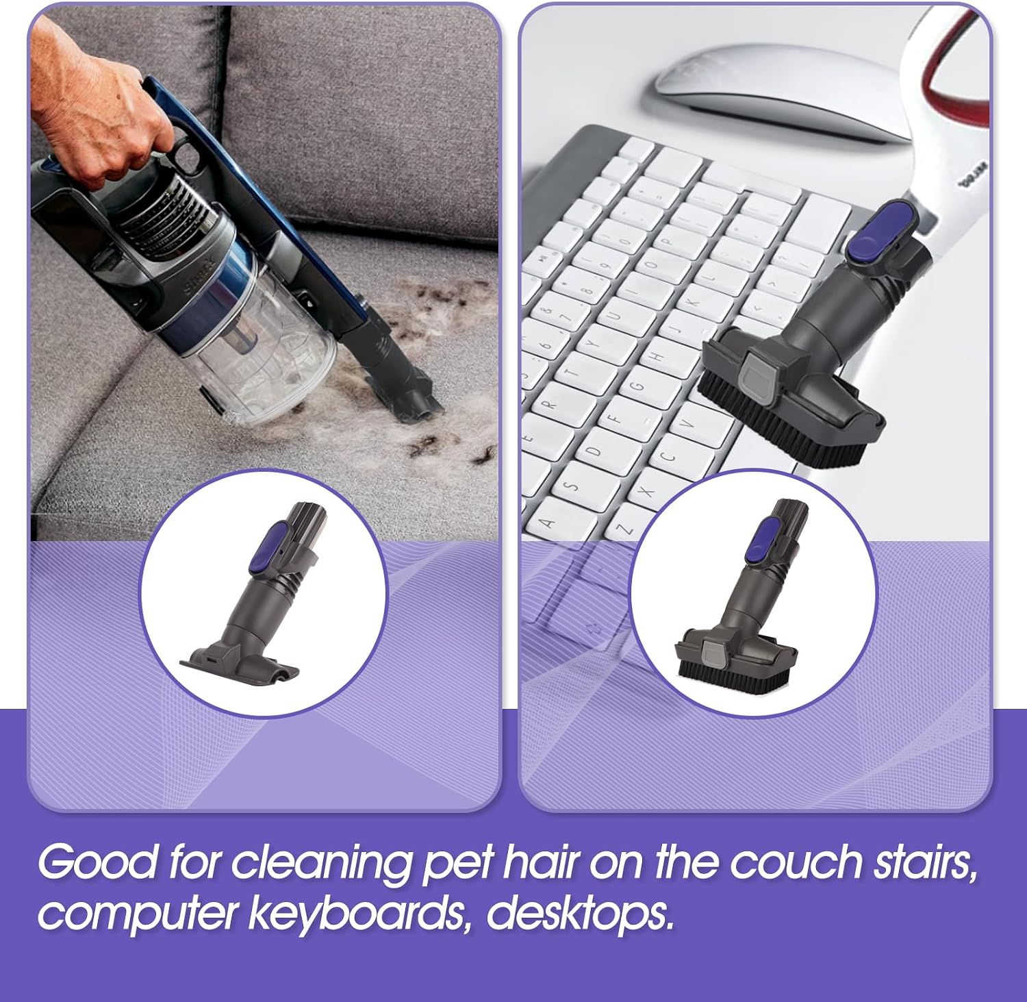 Vacuum Crevice Tool Brush Replacement Parts Compatible with Shark Pet Cordless Stick IX141 IZ162H IZ163H IZ362H IZ562H IZ140 IZ142 UZ145 Removable two-in-one Tool Brush Attachments for D-Shaped Vacuum